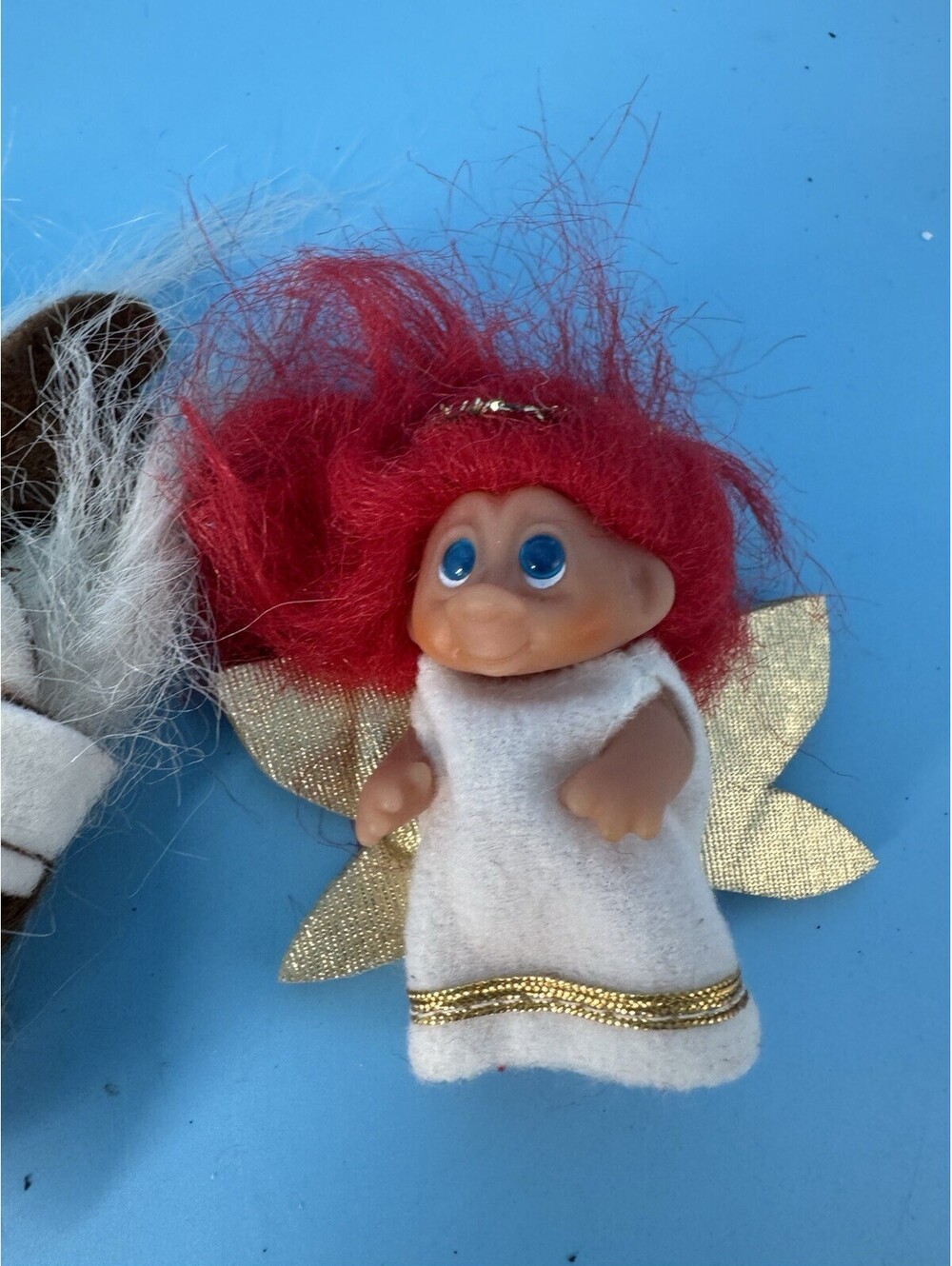 Vintage DAM Mini Troll Dolls Lot 3 Christmas Santa Reindeer Angel Ornaments - Picture 5 of 7